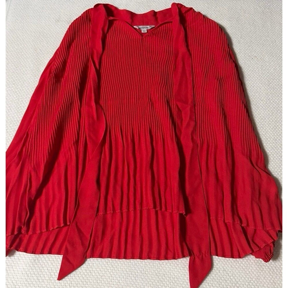 Nanette Nanette Lepore Red Pleated Long Sleeve Top Size M